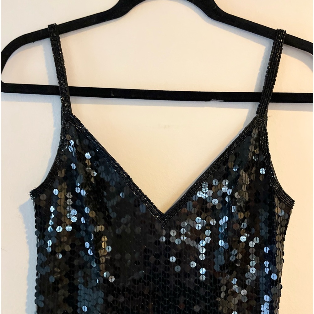 I. Magnin Vintage full length Sequin Dress with front slit